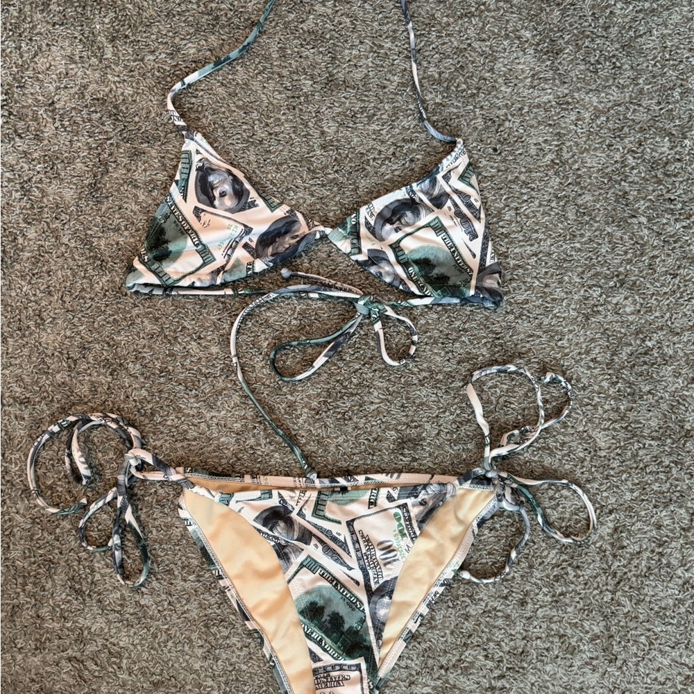 Money Print Bikini Set